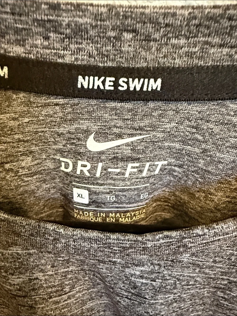 Nike Men’s Dri-FIT Heather Dark Gray Athletic Tee - Gray/White Swoosh